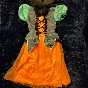 Costume Girls Halloween Witch Dress With Hat
